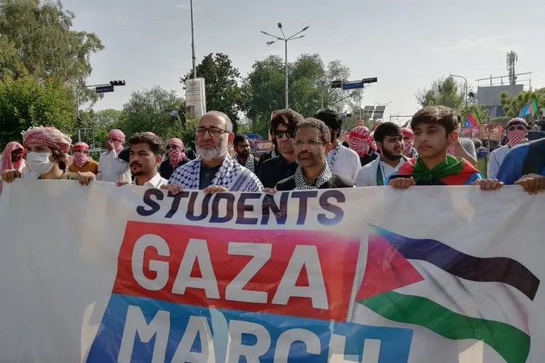 مظاهرات طلابية في عدد من مدن باكستان تضامناً مع غزة