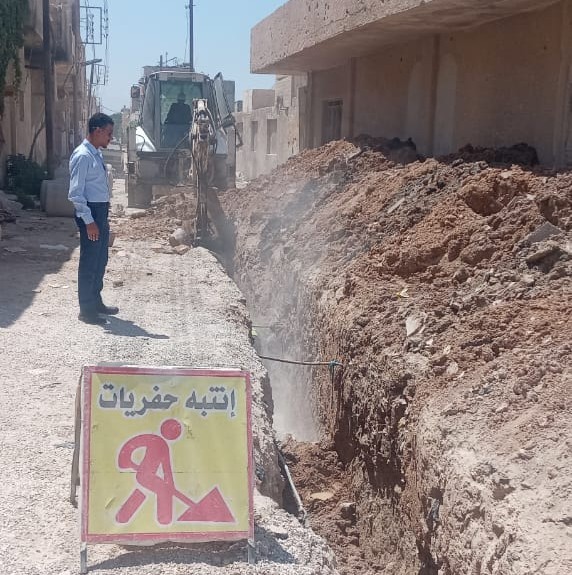مشروع استبدال الف متر من أنابيب الصرف الصحي في منطقة ومخيم الحسينية