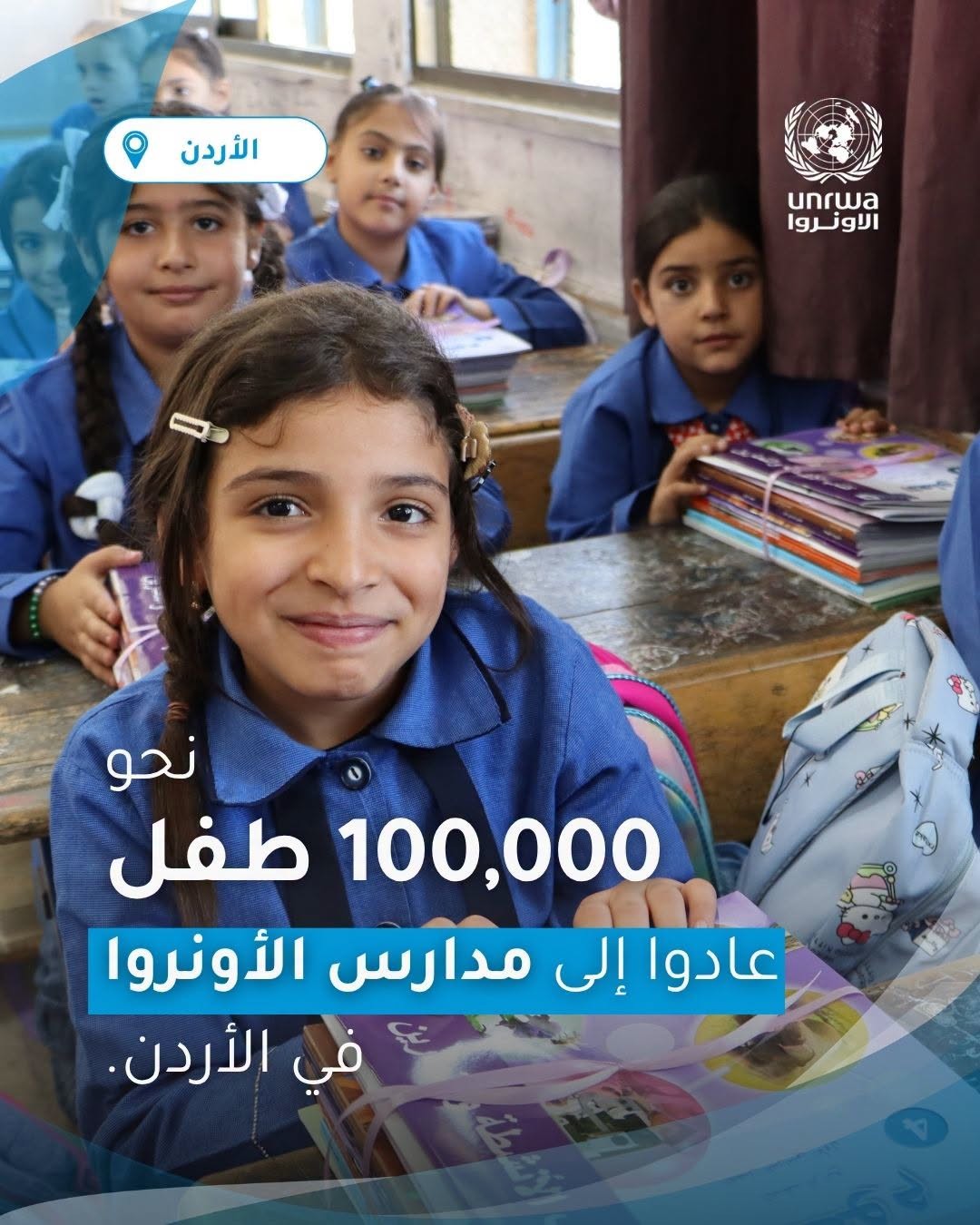 نحو 100 ألف طالب من لاجئي فلسطين يعودون إلى مدارس "أونروا" في الأردن